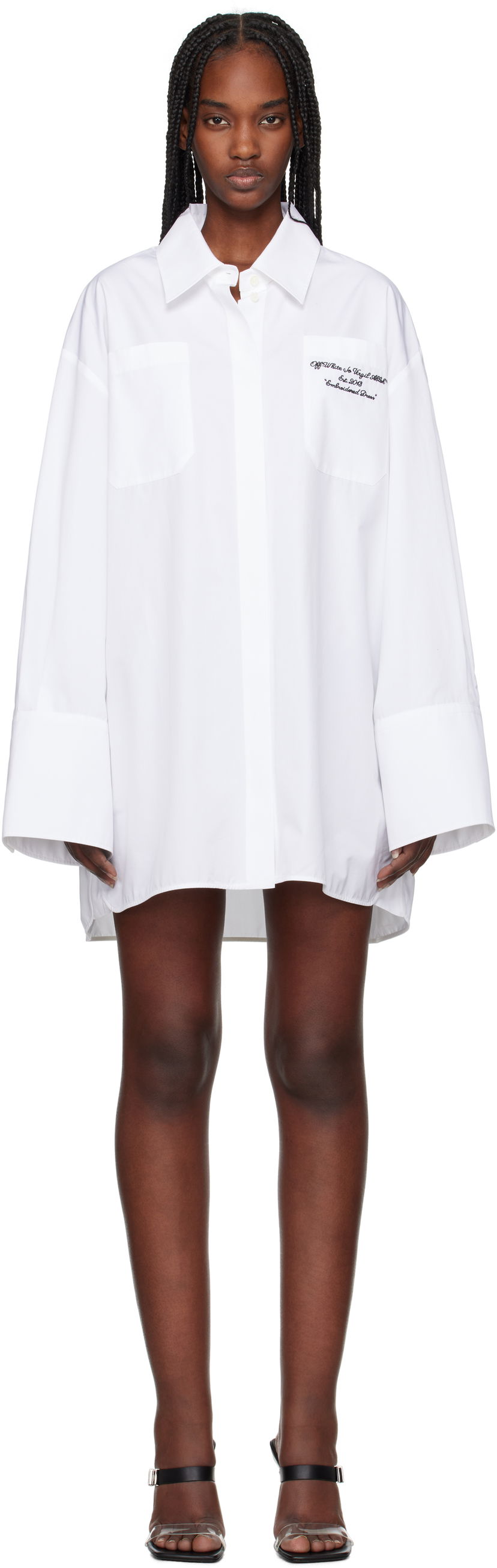 Сорочка Off-White Off-White Poplin Roxy Shirt Dress білий | OWDG009S25FAB0010110