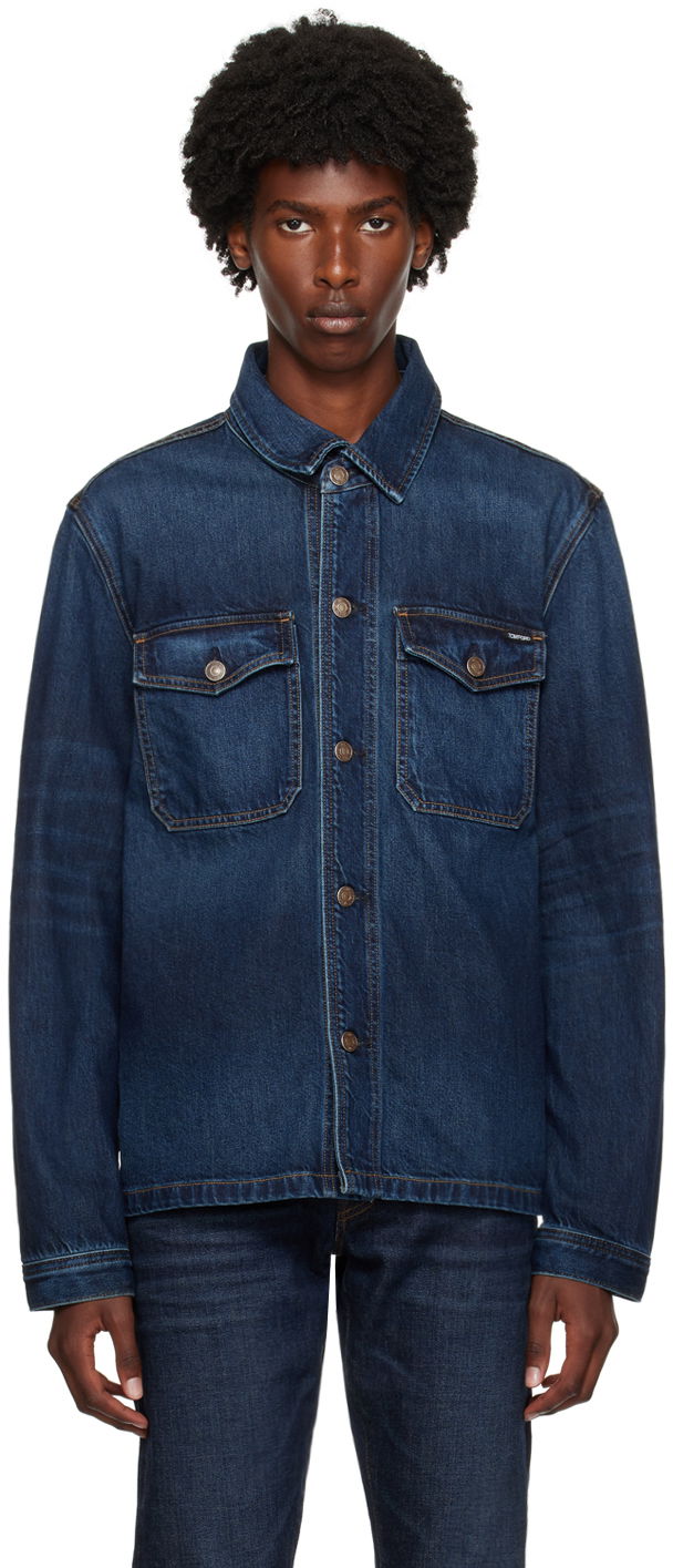 Куртка Tom Ford Blue Faded Denim Jacket темно-синій | DJR002-DMC055F24