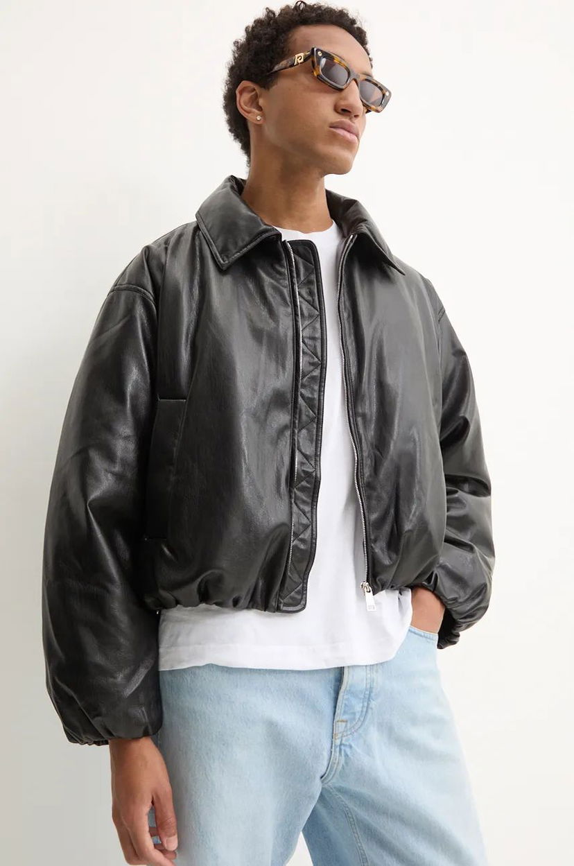 Куртка бомбер Nanushka Oversized Faux Leather Bomber Jacket чорний | NM24PFJK00199