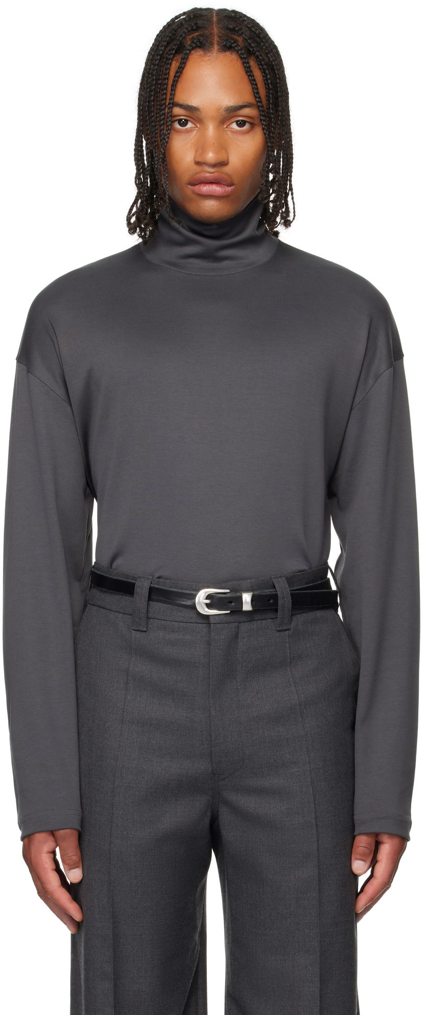 Футболка LEMAIRE Lemaire Relaxed Mock Neck T-Shirt Сірий | TO1467 LJ1043