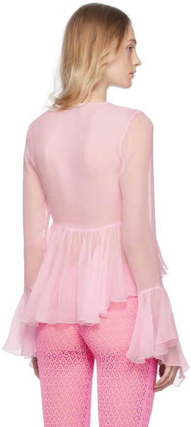 Сорочка Blumarine Blumarine Ruffled Tie-Front Blouse Рожевий | P344C005A, 2