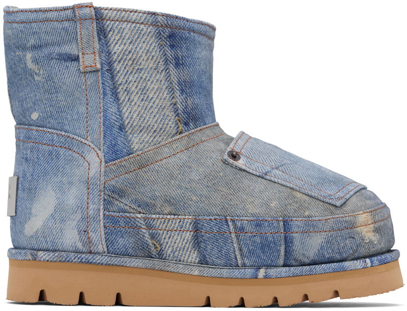 Одяг Acne Studios Acne Studios Batter Low Print Denim Boots Синій | AD0770-