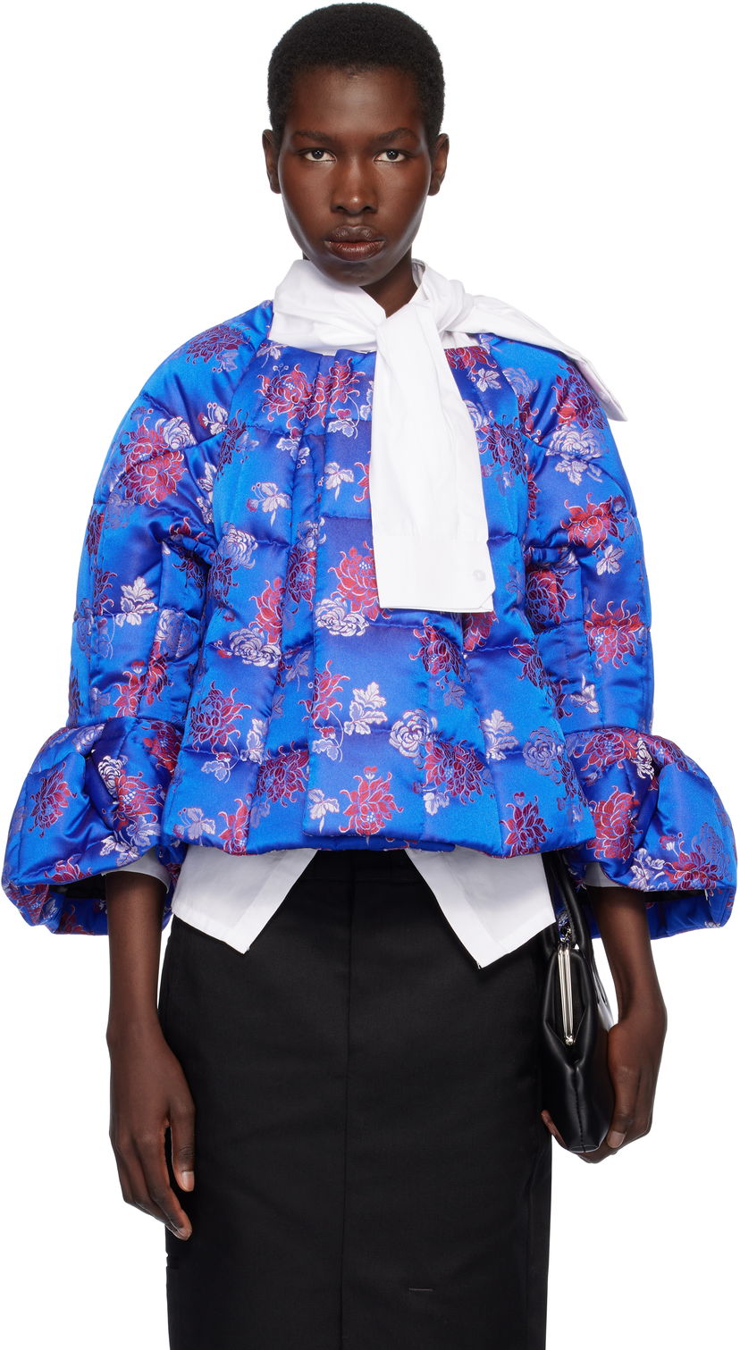 Пуховик Comme des Garçons Comme des Garçons Jacquard Quilted Cropped Jacket Синій | GO-J033-051-1