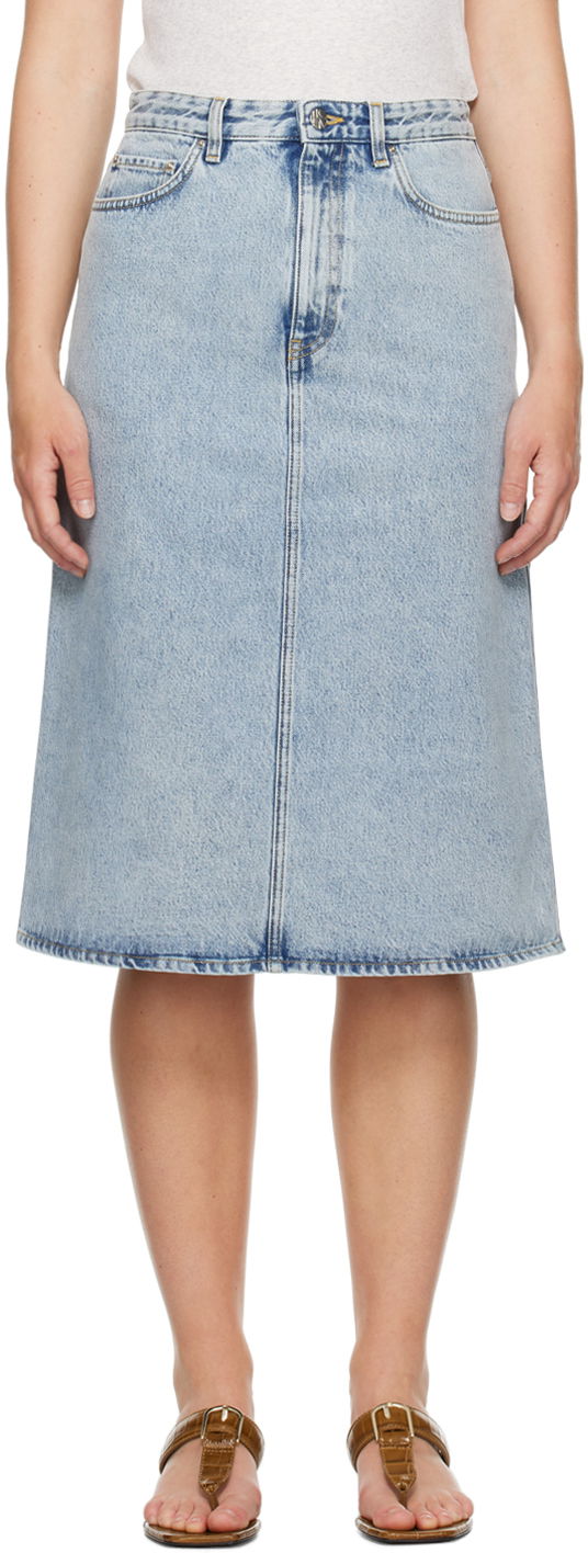 Спідниця TOTEME Five-Pocket Denim Midi Skirt Синій | 243-WRB0193-FB0045