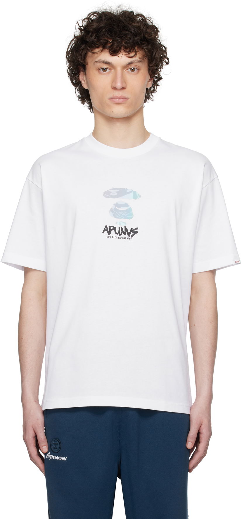 Футболка AAPE by A Bathing Ape AAPE by A Bathing Ape AAPEUNVS Moonface Logo T-Shirt білий | AAPTEM1646XXNWHX