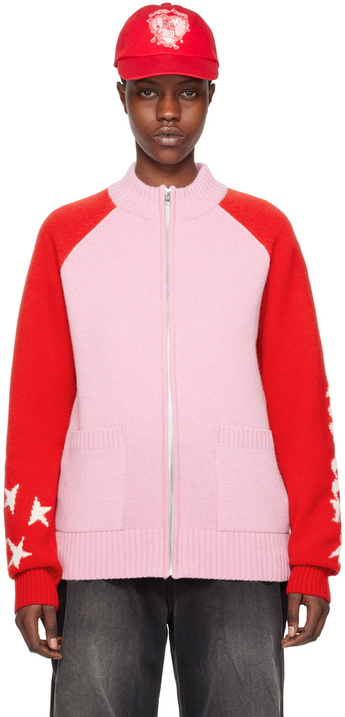 Cветр We11done We11done Zip Cardigan with Stars Рожевий | WD-KJ0-24-620-U-LP