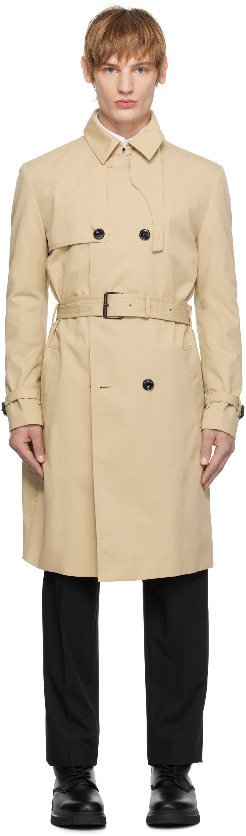 Тренчкот BOSS Hugo Double-Breasted Trench Coat бежевий | 50535072