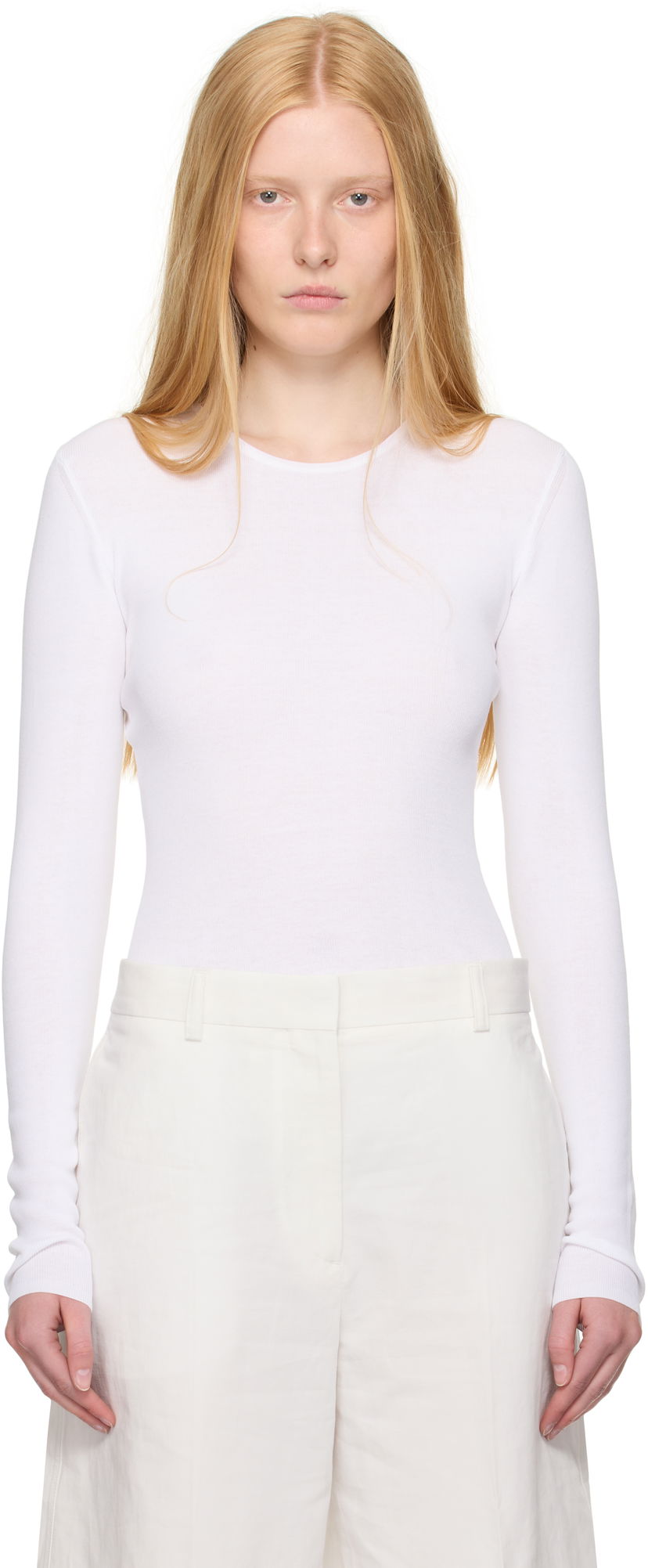Футболка TOTEME TOTEME Compact Cotton T-Shirt білий | 252-WRT0491-YA0172