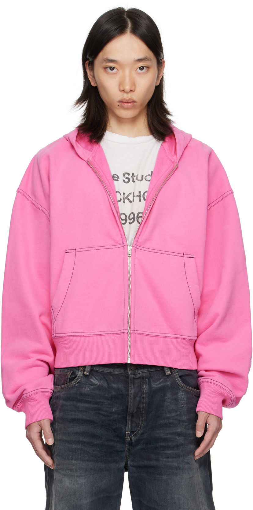 Світшоти Acne Studios Acne Studios Zip-Up Hoodie Рожевий | CI0208-
