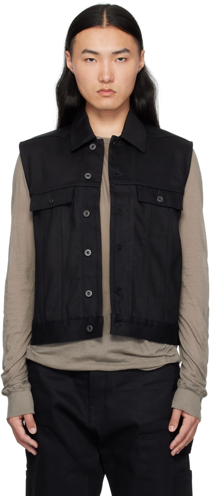 Жилет Rick Owens Rick Owens DRKSHDW Hollywood SL Trucker Denim Vest чорний | DL01E6798 BLKJP