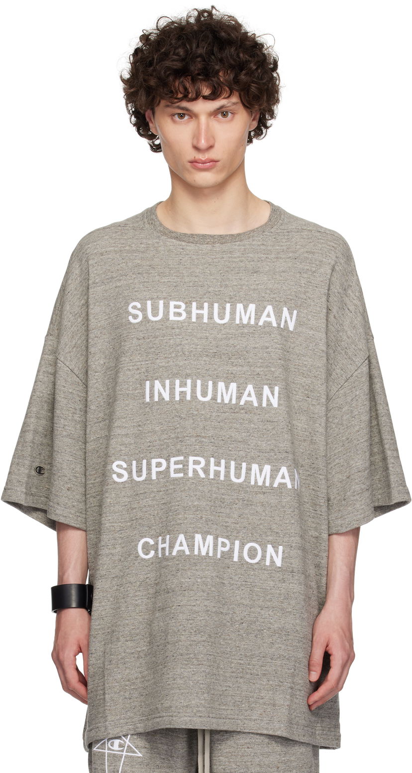 Футболка Rick Owens Rick Owens Champion Edition Tommy T-Shirt Сірий | CM01E1674 CHMJ MELANGE JERSEY