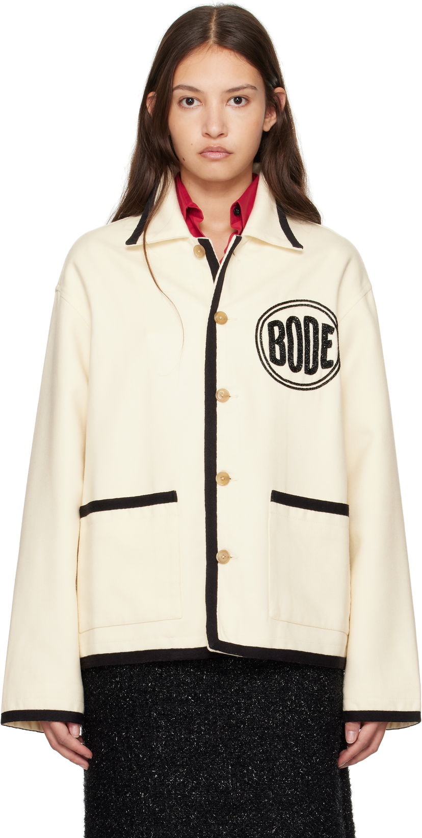 Куртка бомбер Bode Beaded Player Jacket бежевий | MRF24JA009