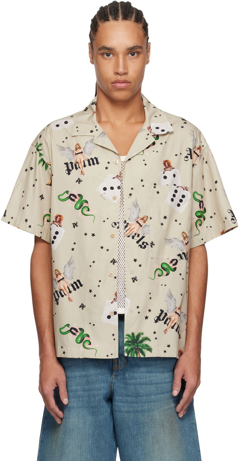 Сорочка Palm Angels Palm Angels Pin Up Bowling Shirt бежевий | PMGG00AS25FAB0050B84