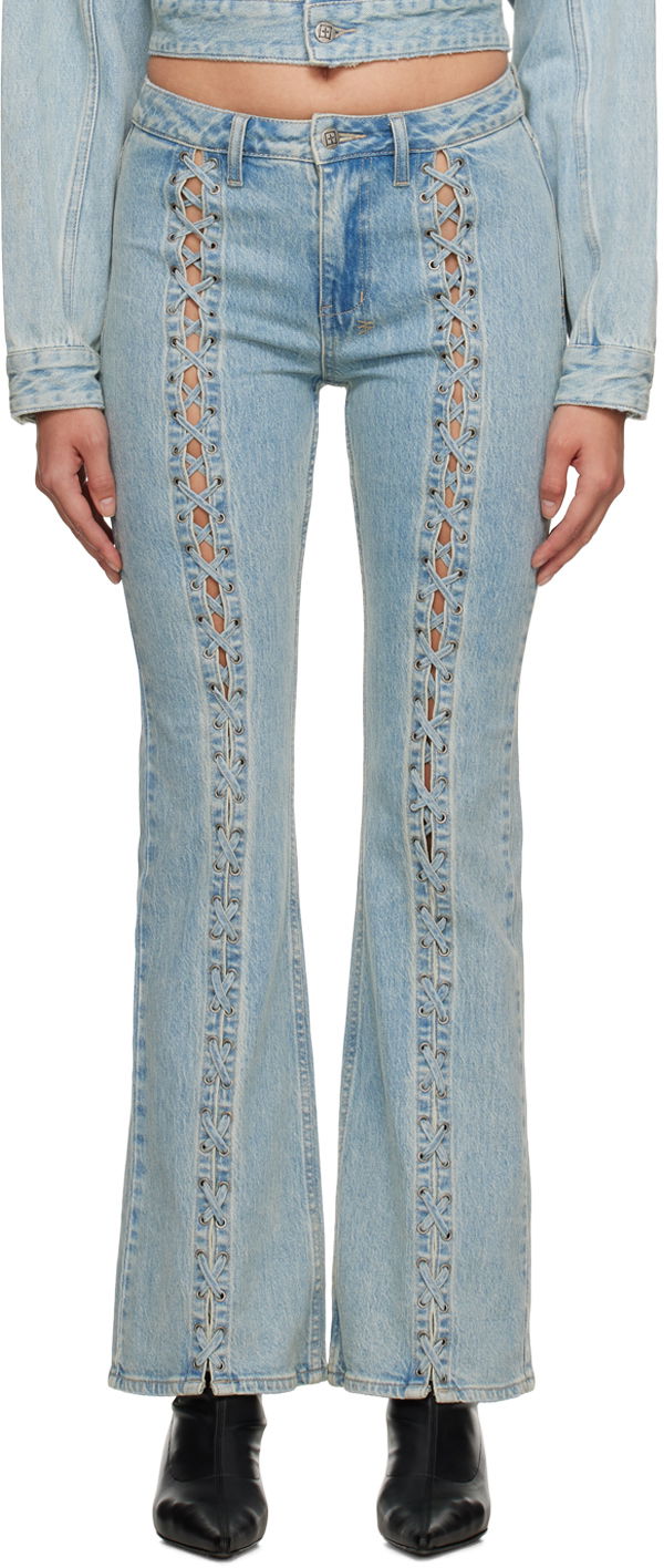 Джинси Ksubi Ksubi Soho Dove Lace-Up Flare Jeans Бірюзовий | WFA23DJ022