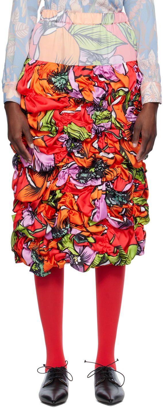 Спідниця Comme des Garçons Floral Print Midi Skirt Червоний | GM-S013-051