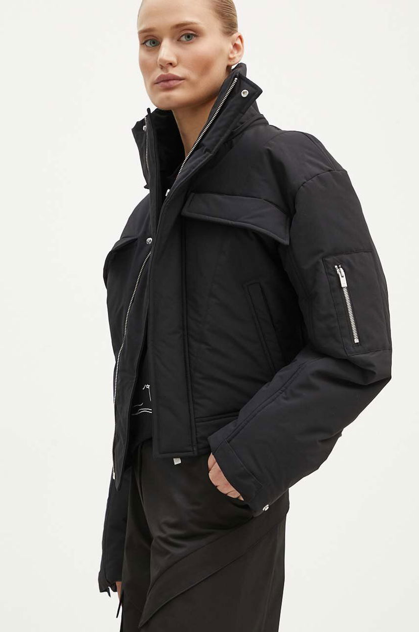 Пуховик HELIOT EMIL Cropped Asymmetrical Puffer Jacket чорний | PREAW24.W.02.132
