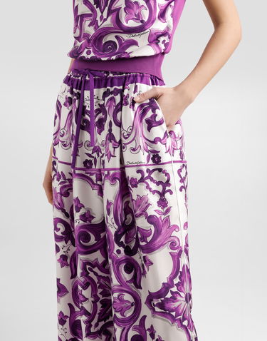 Штани Dolce & Gabbana Dolce & Gabbana Majolica-Print Twill Trousers Фіолетовий | FTDBNTHI1Y8I23TN, 3