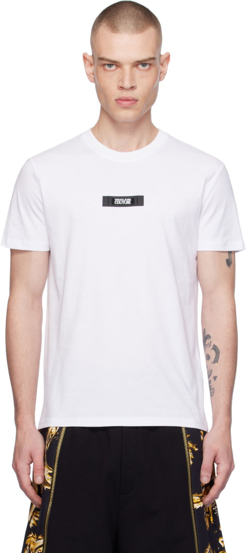 Футболка Versace White Patch T-Shirt білий | E77GAH6S3_EJ0001