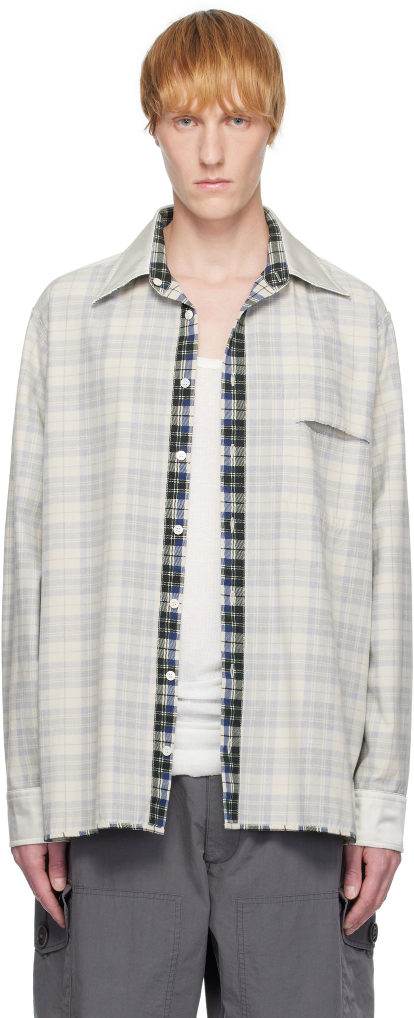 Сорочка Maison Margiela MM6 Maison Margiela Checkered Placket Shirt білий | SH2DT0016 M35444