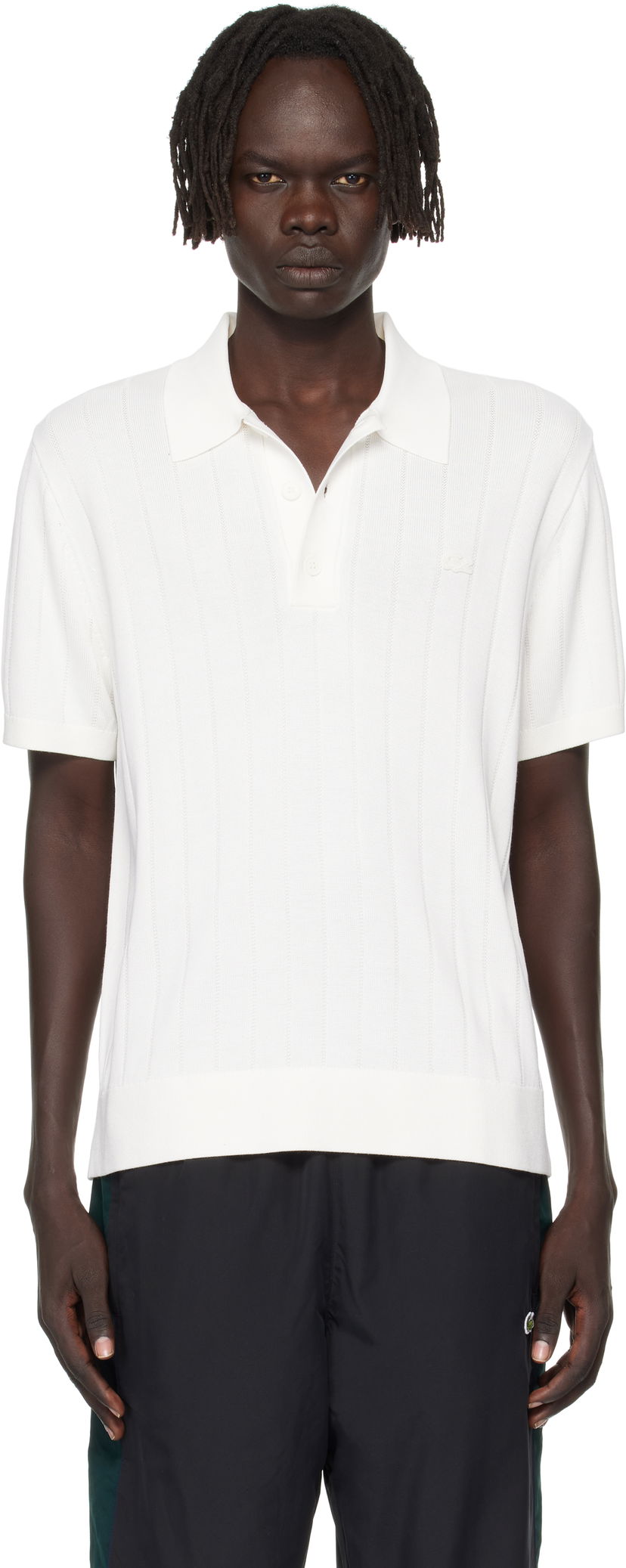 Сорочка поло Lacoste Ribbed Knit Polo білий | AH5339_70V