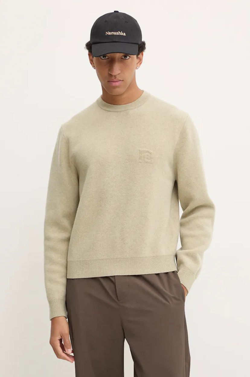 Cветр Nanushka Wool Blend Crewneck Sweater бежевий | NM24PFSW00372