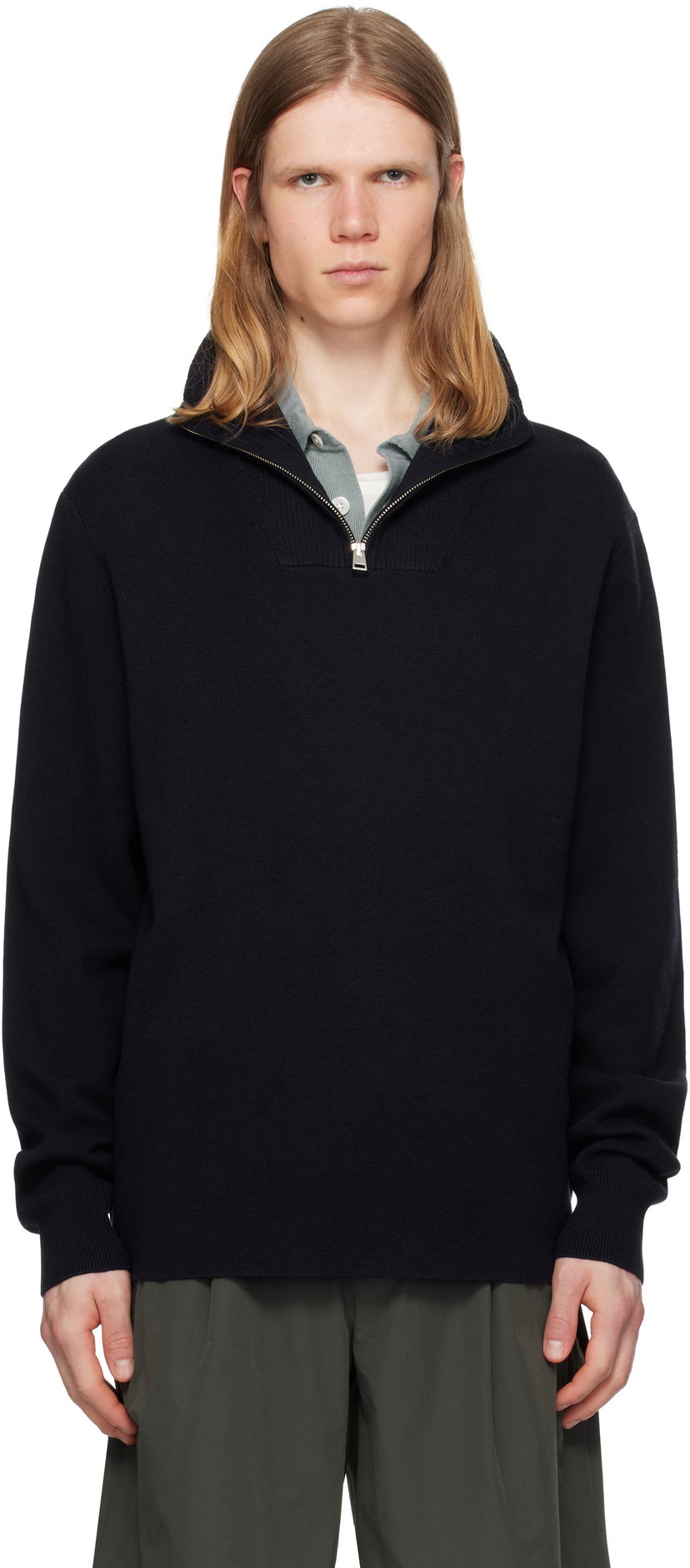 Cветр NORSE PROJECTS Norse Projects Arild Merino Cotton Milano Zip Sweater темно-синій | N45-0637