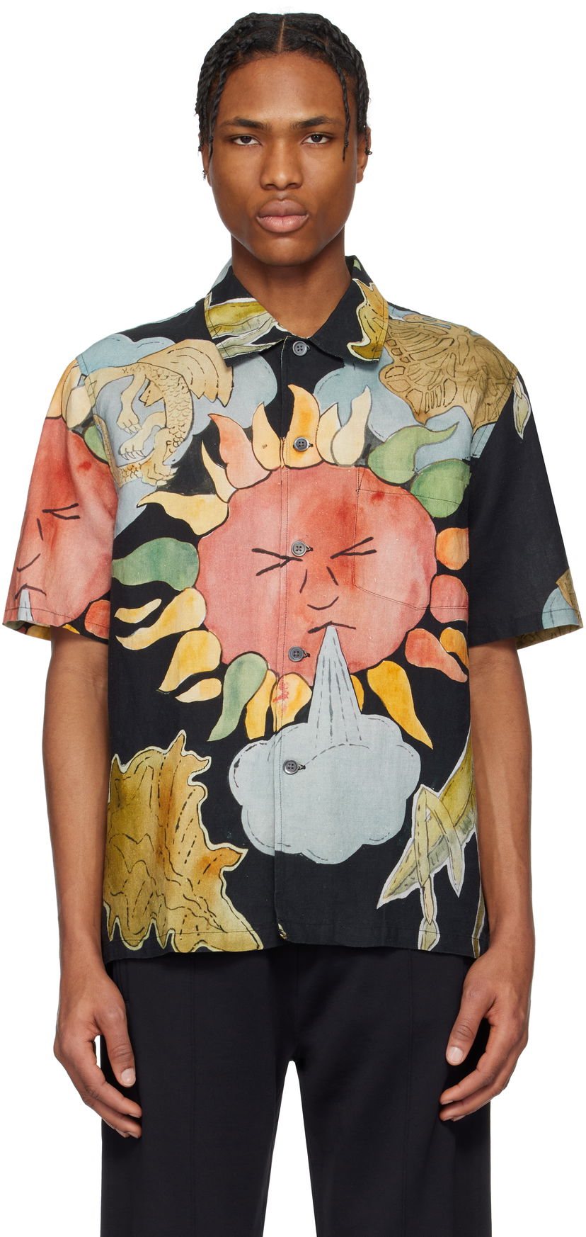Сорочка OUR LEGACY Our Legacy Box Print Short Sleeve Shirt чорний | M2252BSP