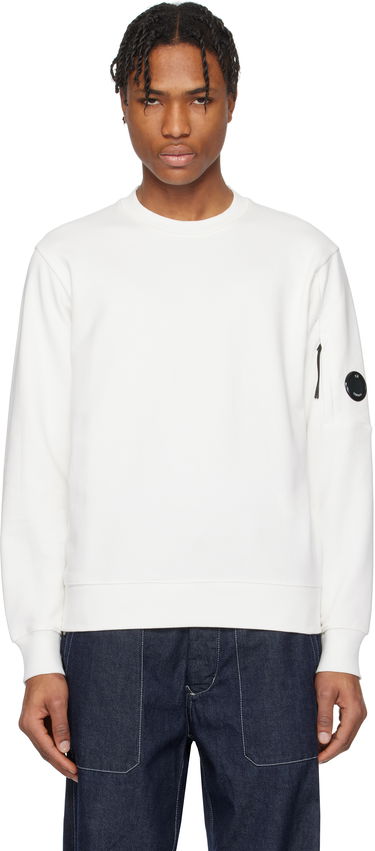 Cветр C.P. Company C.P. Company Diagonal Raised Fleece Crewneck Lens Sweatshirt білий | 18CMSS023A-005086W, 0