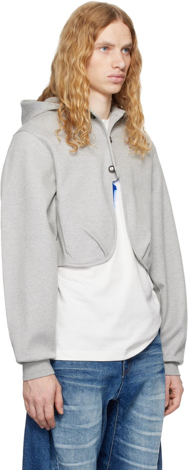Світшоти ADER ERROR Cropped Button Hoodie Сірий | BN01FWHD0401GR, 1