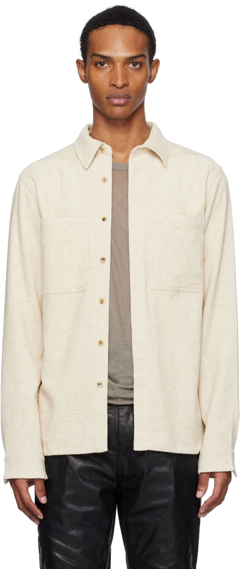 Сорочка Rick Owens Rick Owens Concordians Corduroy Work Shirt бежевий | RU02E1292 MLC