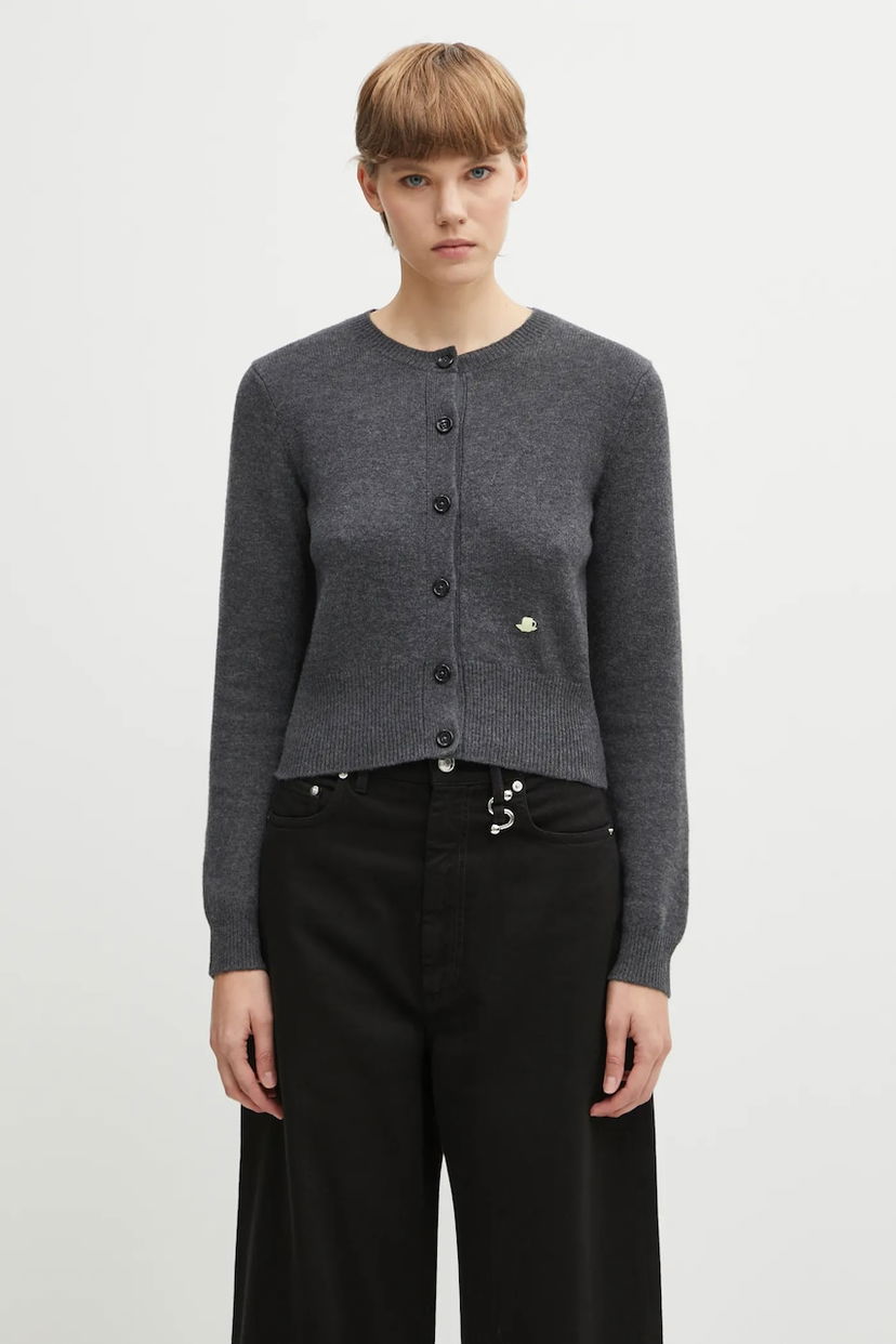 Cветр JW Anderson JW Anderson Contrast Embroidery Cardigan Сірий | KW1447.YN0447