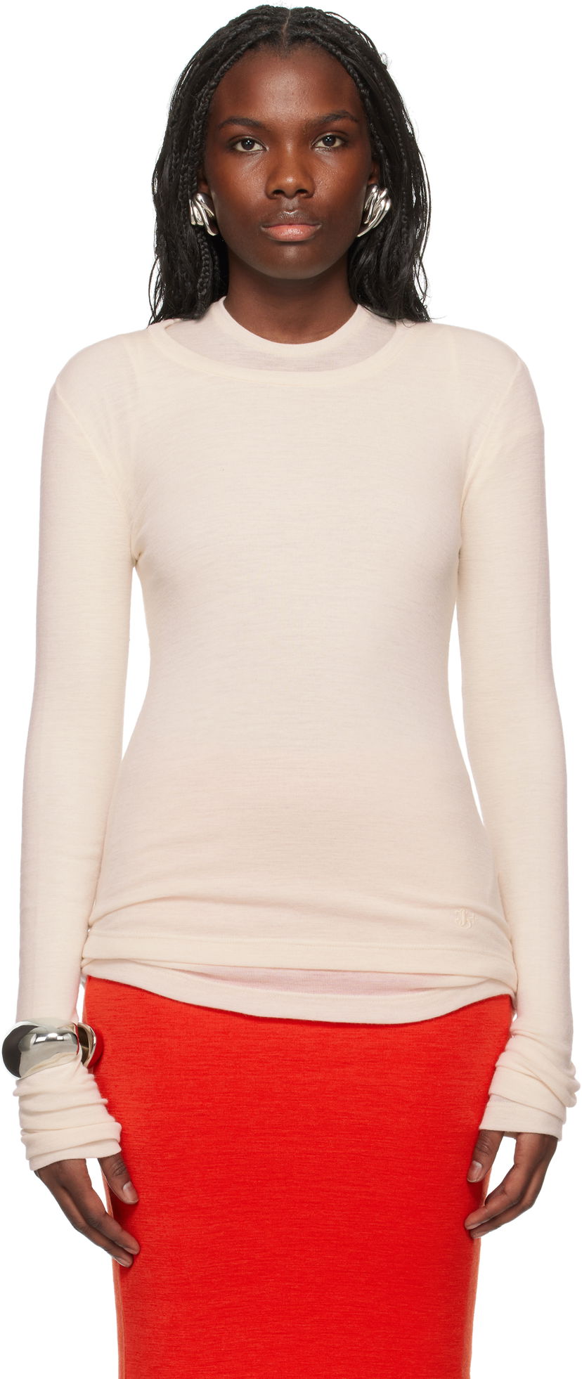 Футболка Jil Sander Longsleeve Crewneck T-shirt білий | J40FV0113_J20226