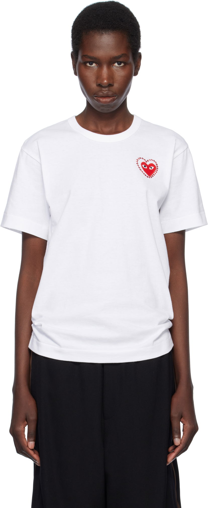 Футболка Comme des Garçons PLAY Metal Stone Emblem Heart T-Shirt білий | AX-T802-051