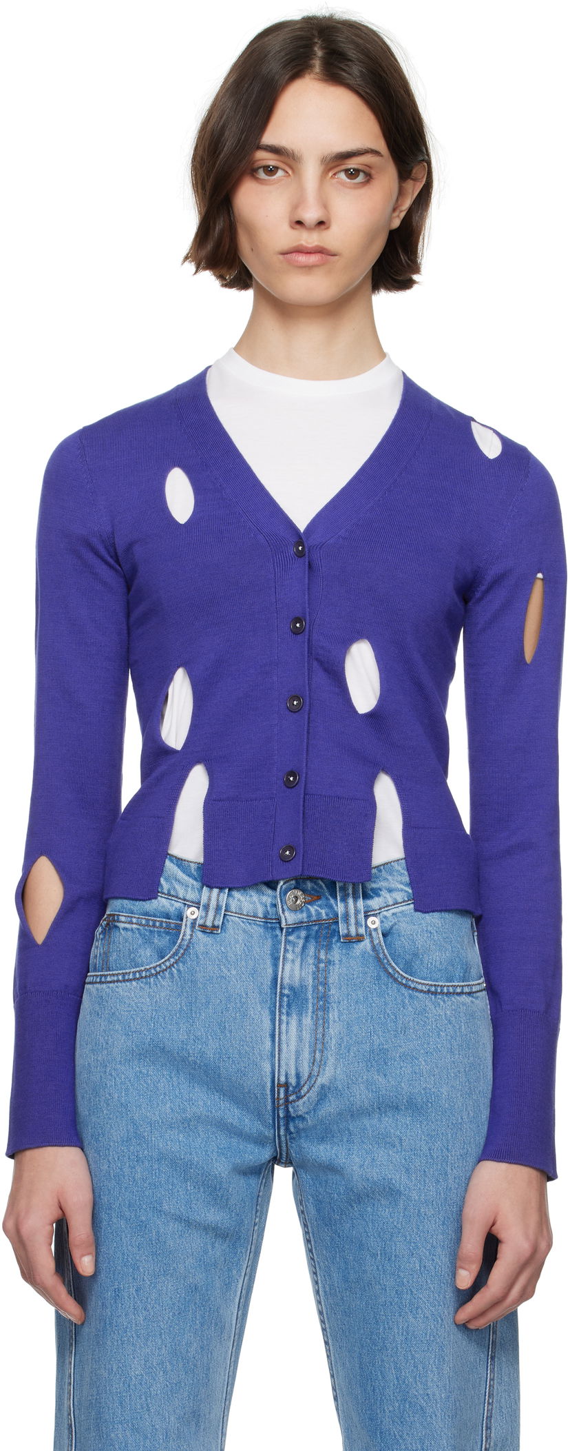 Cветр JW Anderson JW Anderson Slit Cardigan Фіолетовий | KW1413-YN0440