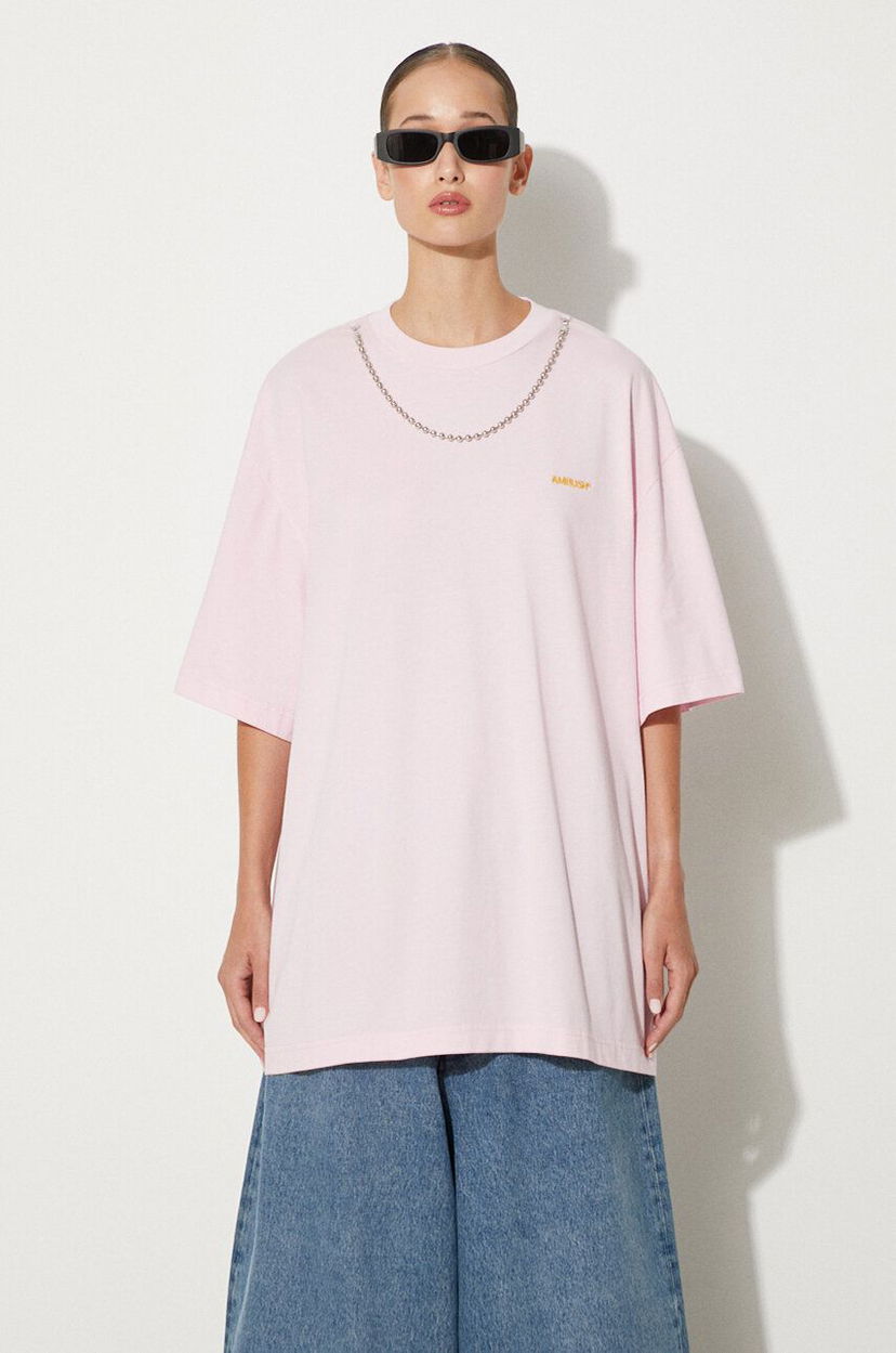 Футболка Ambush Ballchain T-Shirt with Logo Print Рожевий | BWAA04BF24JER0013616