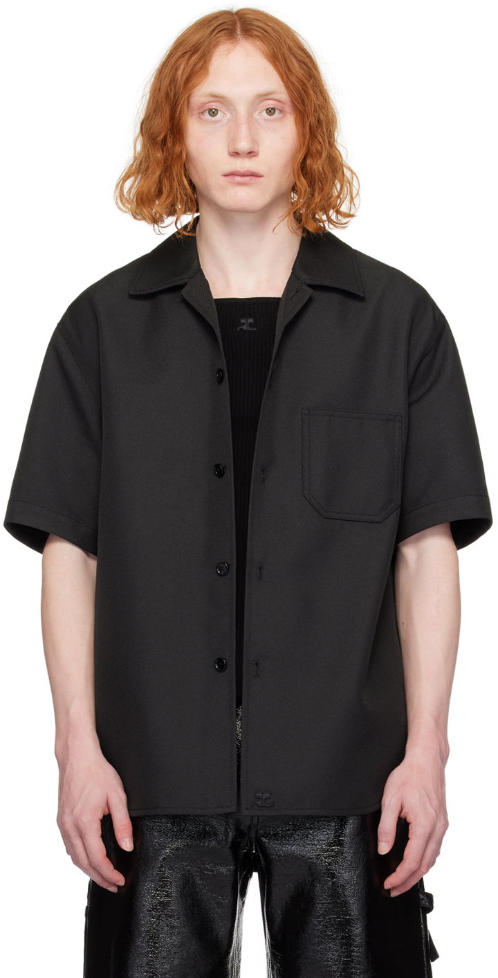 Сорочка Courrèges Short Sleeve Button-Up Shirt чорний | 124CCH023PL0056