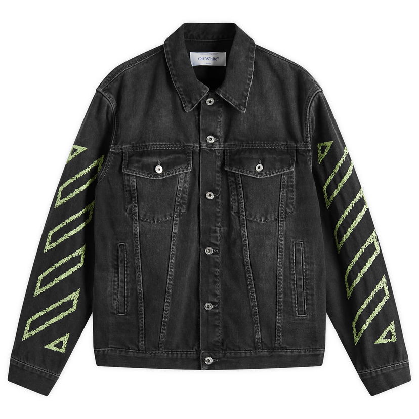 Куртка Off-White Off-White Diagonal Outline Denim Jacket, Size Large чорний | OMYE09BS25DEN0041350