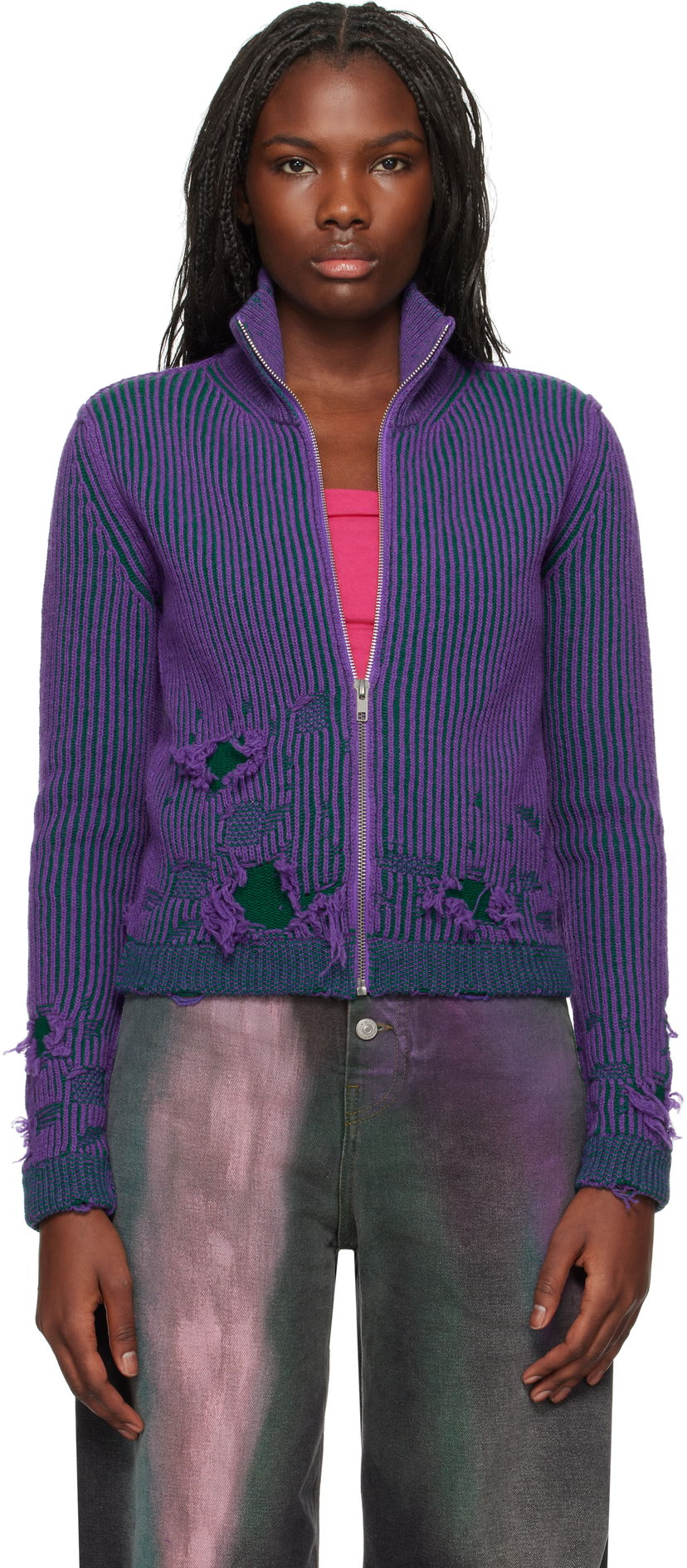 Cветр Maison Margiela Zipped Turtleneck Jacket Фіолетовий | S62AN0133 M13076