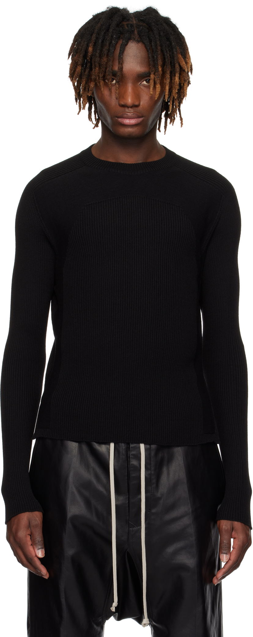 Cветр Rick Owens Rick Owens Hollywood Ribbed Geo Sweater чорний | RU01E5639 RIBM