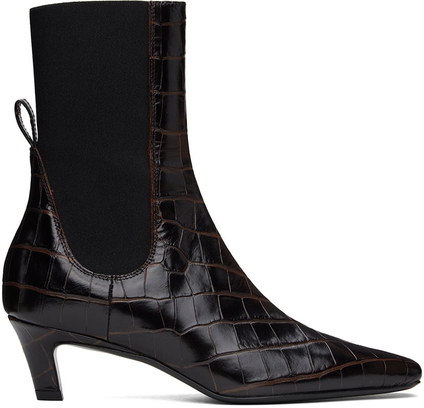 Одяг TOTEME TOTEME 'The Mid Heel' Croc-Embossed Leather Ankle Boots Коричневий | 231-907-847