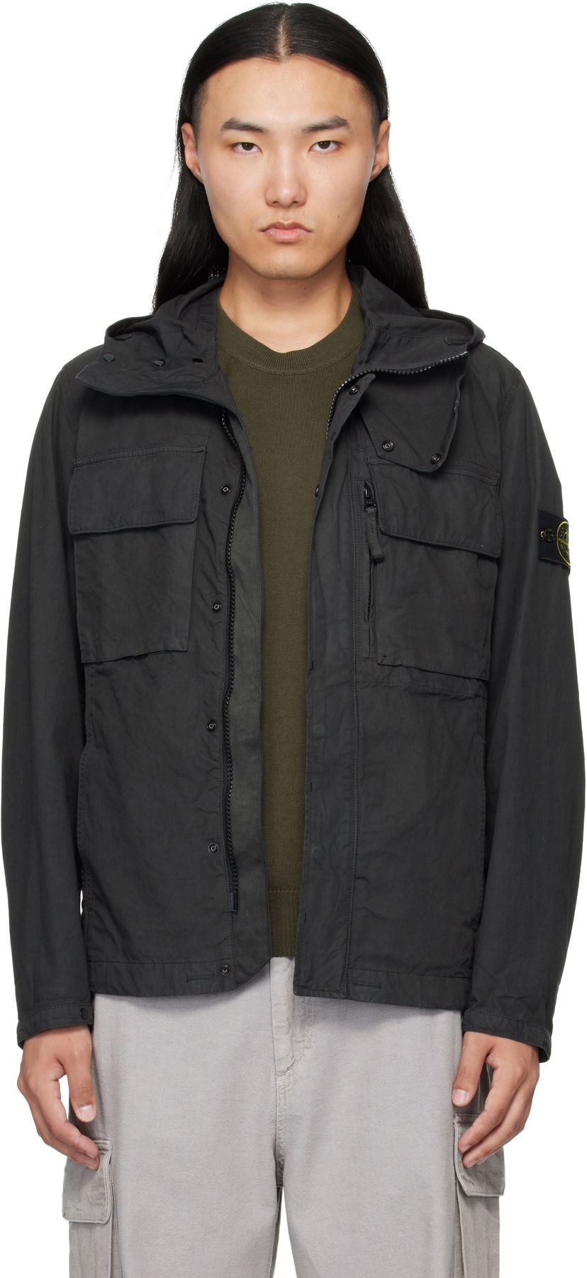 Куртка Stone Island Canvas Weave Cotton Jacket чорний | K2S15 Q100012 S0240
