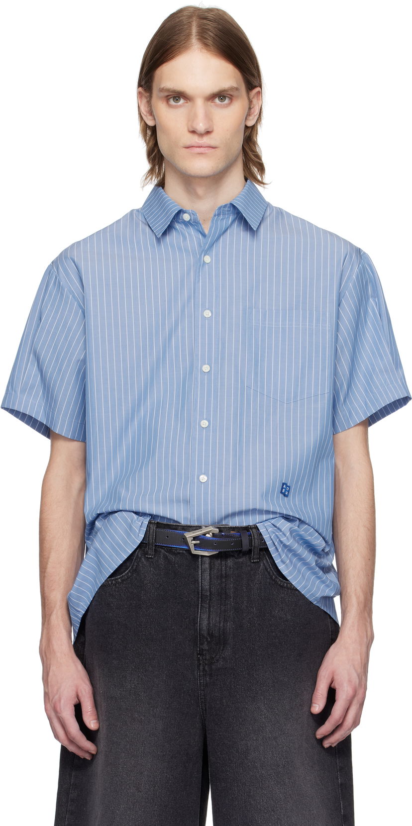 Сорочка ADER ERROR ADER error TRS Tag Half Sleeve Shirt Синій | BN42FYSH0202ST