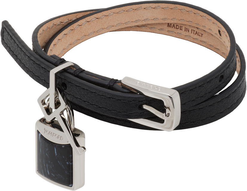 Браслет Tom Ford TOM FORD Leather Stone Wrap Bracelet чорний | JW158-LHD001S