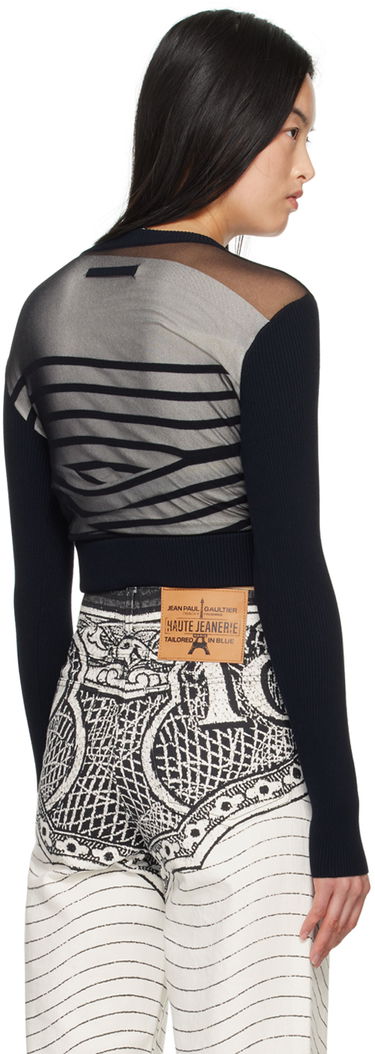 Cветр Jean Paul Gaultier Gaultier 'The Marinière' Striped Mesh Top чорний | 24/25-F-PL047B-M064-590100, 2