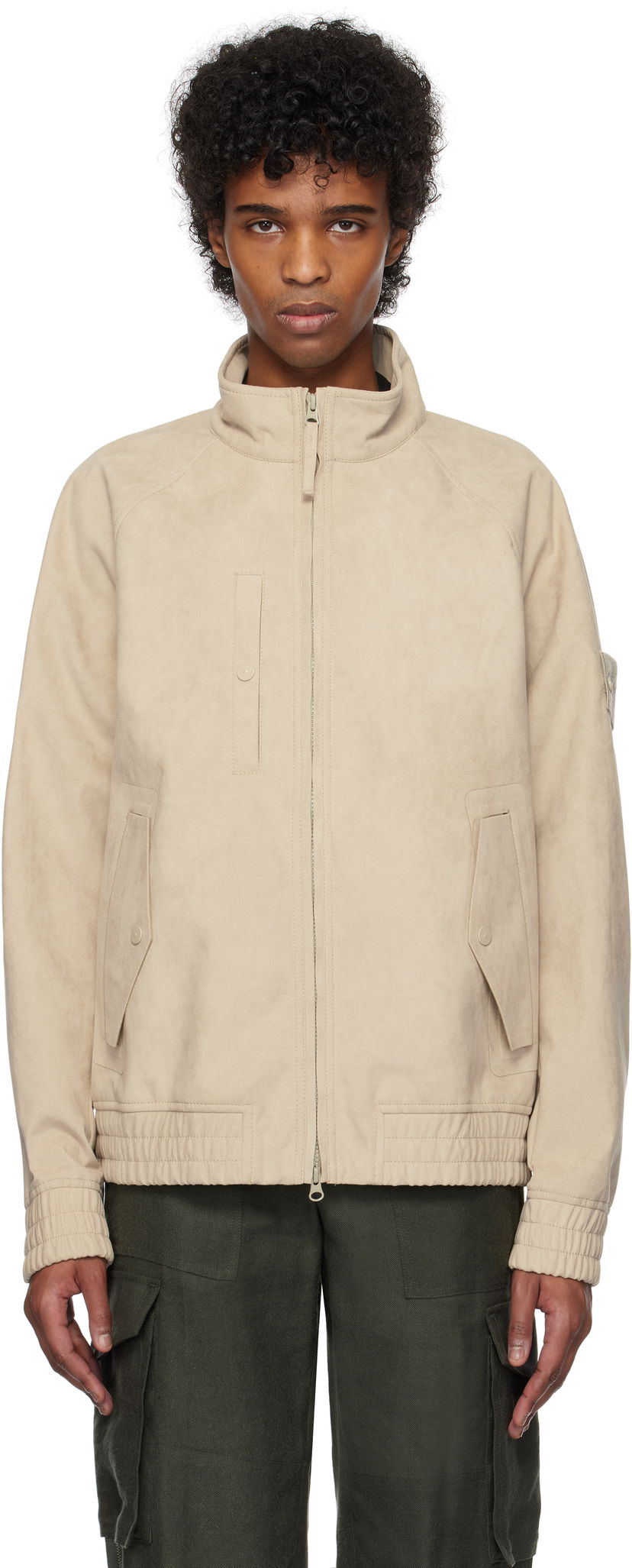 Куртка бомбер Stone Island Stone Island Faux-Suede Bomber Jacket бежевий | K1S15 4100027 S00F2
