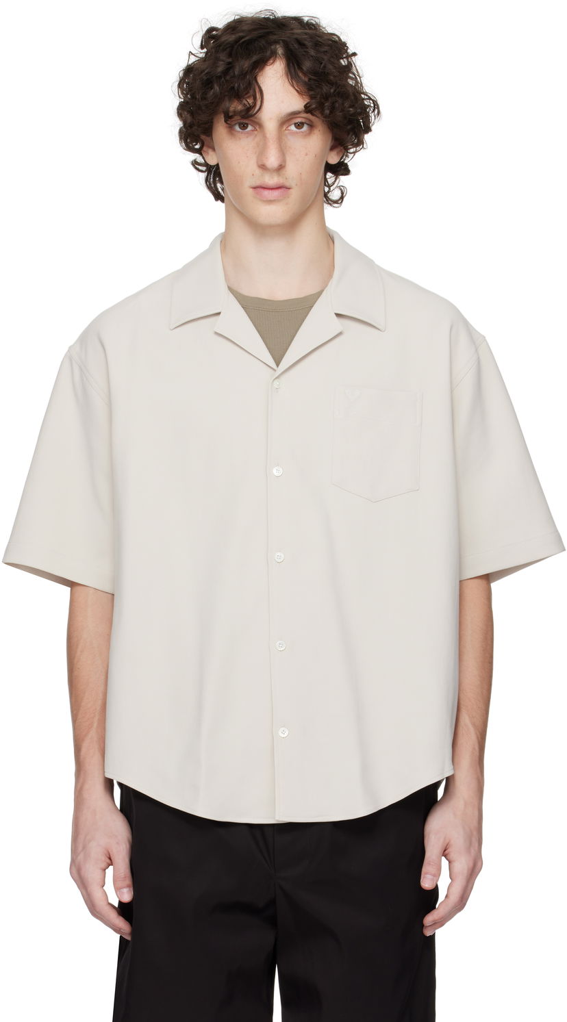 Сорочка AMI AMI Paris Camp Collar Shirt бежевий | HSH219.CO0106