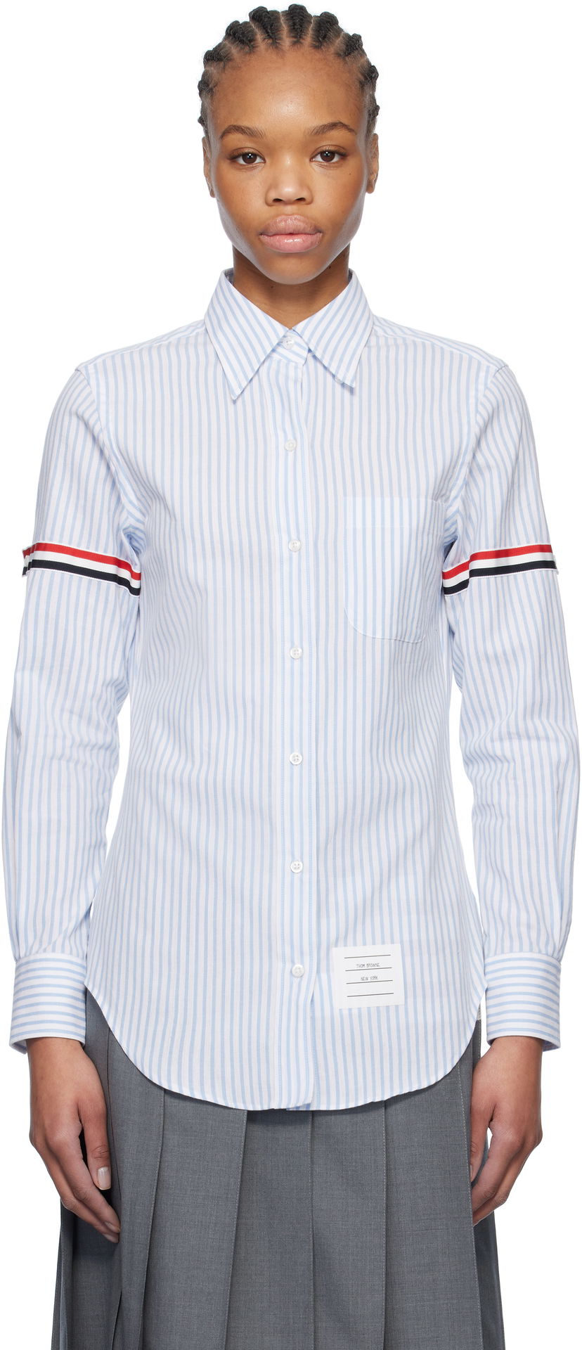 Сорочка Thom Browne Thom Browne Striped Oxford Shirt with 4-Bar Синій | FLL005O-F0810