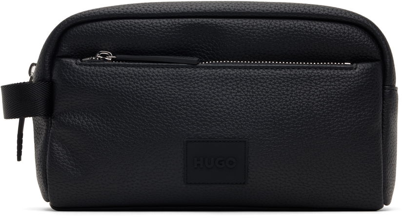 Дорожня сумка BOSS Pebbled Faux Leather Washbag чорний | 50535686