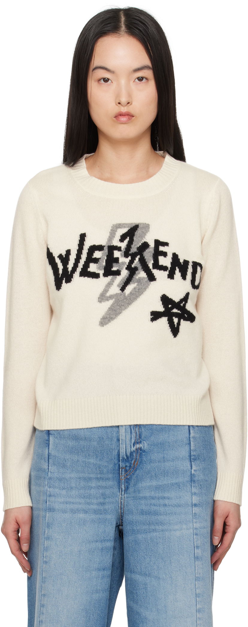 Cветр Max Mara Weekend Max Mara Kansas Graphic Print Sweater білий | 2515361011600