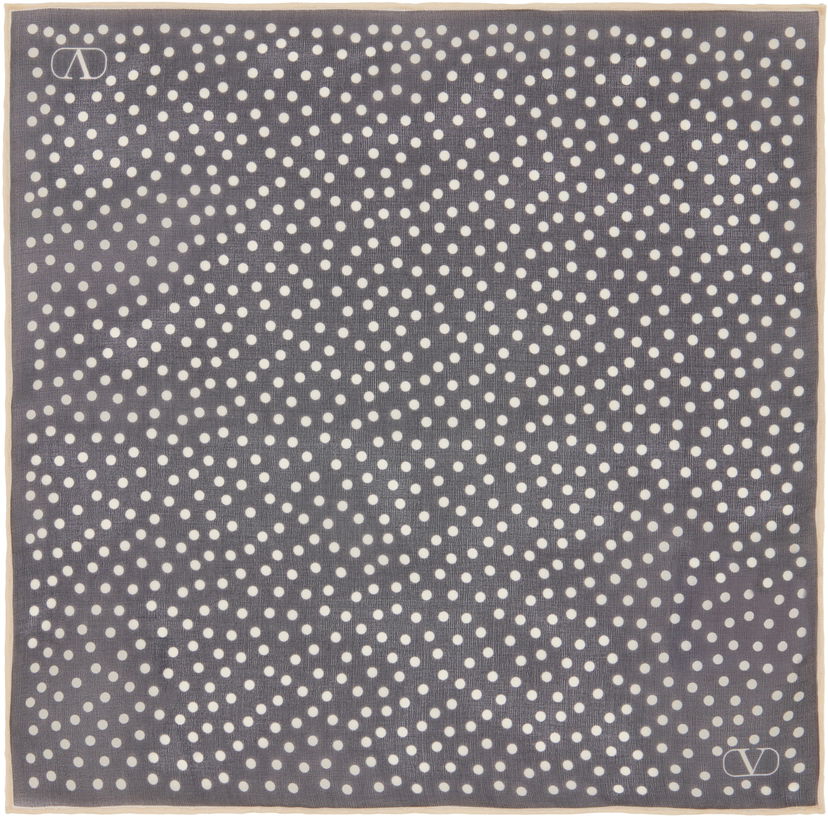 Шарф Valentino Valentino Garavani Chez Valentino Silk Pocket Square with Polka Dot Print Сірий | 6W0EX002TTR
